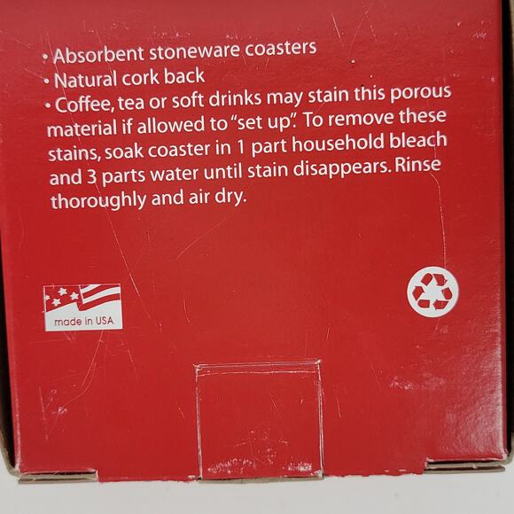 Set of 4 Dewar's Scotch Absorbent Stoneware Cork Back Coasters Made in USA NEW - Picture 10 of 11